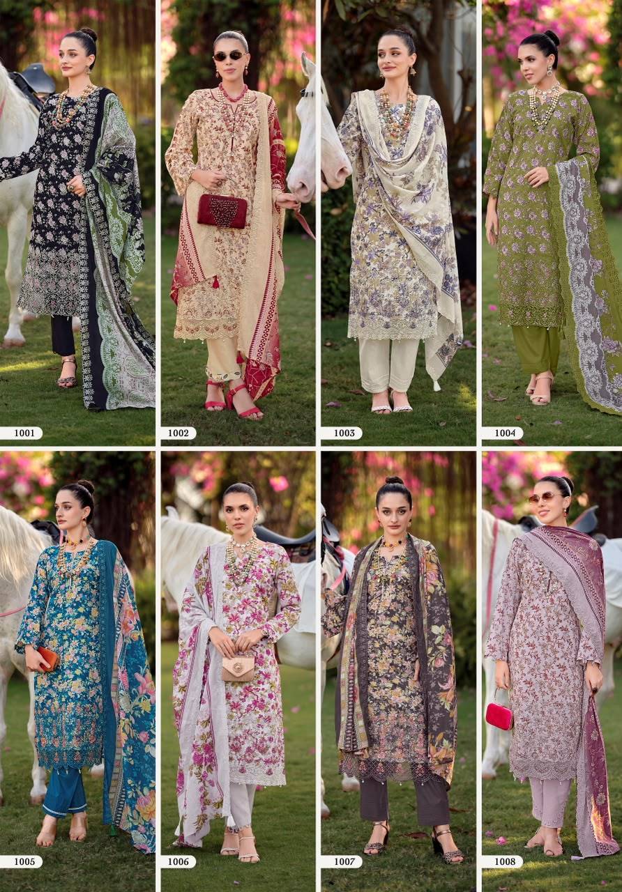 HANIYA HIBA VOL 1 By KHUDHA BAKSH 1001 To 1008 Series Pakistani Suits casual Wear PURE LAWN Readymade Stitched Dresses At Wholesale